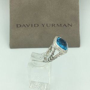 David Yurman 11mm Blue Topaz Albion Ring Size 6